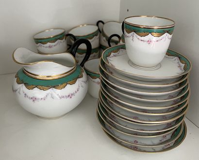 Part of a porcelain coffee service with flowered...