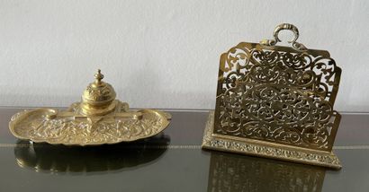 Two pieces of chiseled bronze office furnishings:...