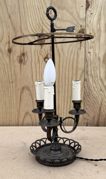 Lamp bouillotte out of silver plated metal,...