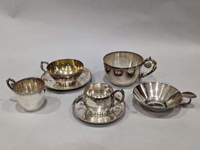 Silver plated: cup and its saucer plain with...
