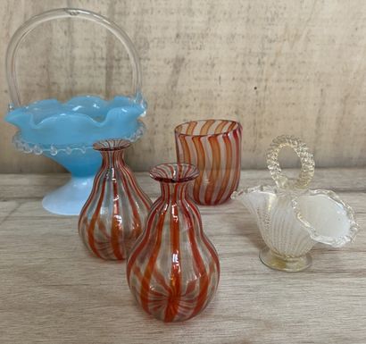 Glass and opaline glass trinkets : - turquoise...