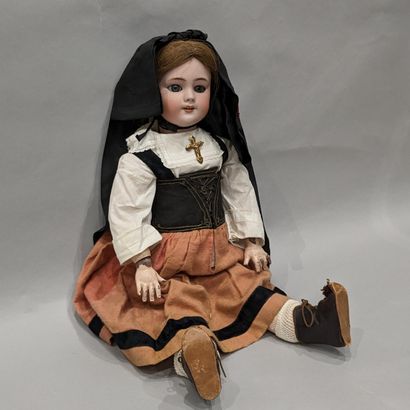 German doll, porcelain head marked DEP T.9,...