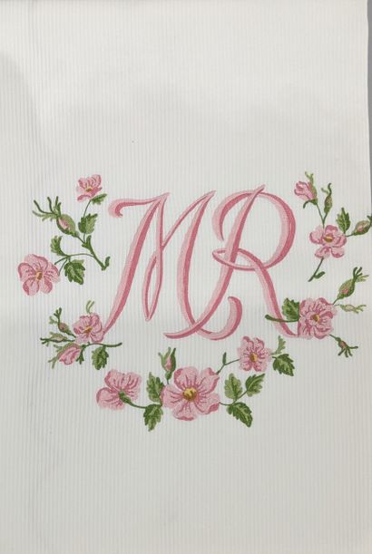Two rectangular tablecloths in white cotton...