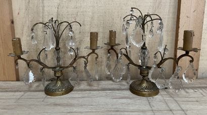Pair of bronze and gilt metal girandoles...