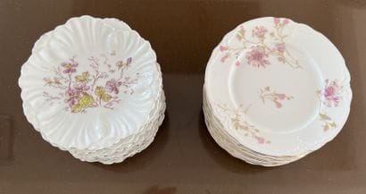 Two suites of ten and eleven porcelain bread...