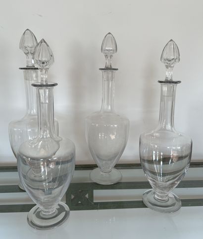 Set of crystal carafes: - suite of four,...
