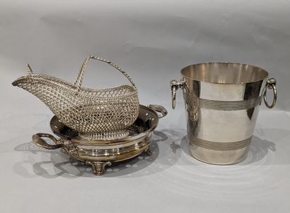 A silver-plated metal refreshment bucket...