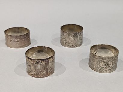 Silver set (925): - napkin ring, decorated...