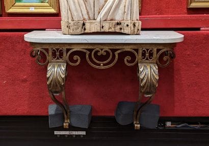 Console d'applique en métal à patine dorée,...
