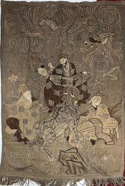 Far Eastern embroidery representing scholars...