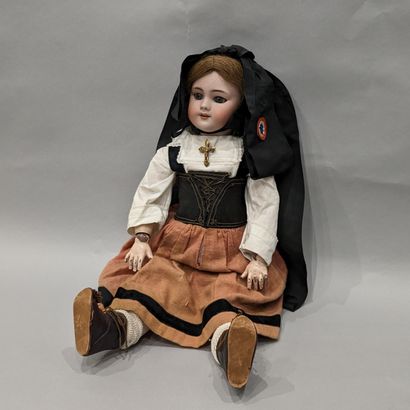 German doll, porcelain head marked DEP T.9,...