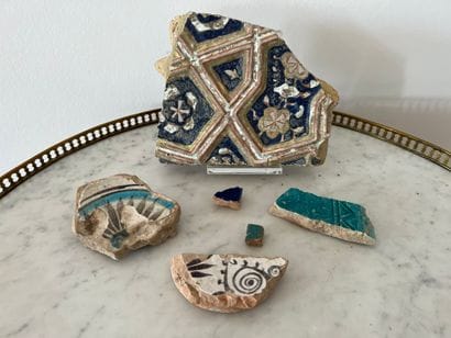 Fragment of earthenware tiles decorated with...