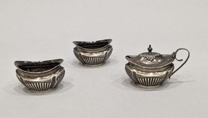 Mounts of a pair of saltcellars and a mustard...