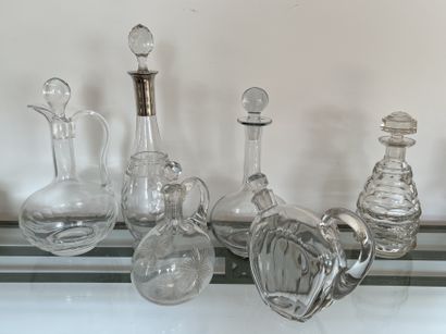 Set of crystal carafes: - suite of four,...