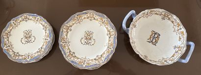 Gien earthenware service with neo-Renaissance...