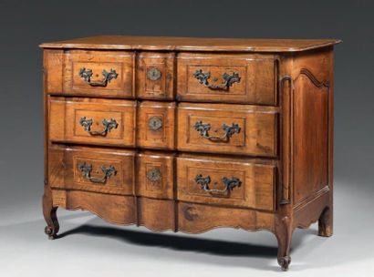 Commode en bois naturel à façade en arbalette,...