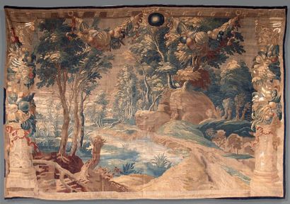 Tapisserie des Flandres représentant un étang...