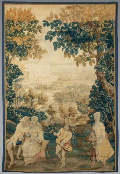 Fragment de tapisserie des Flandres à sujet...