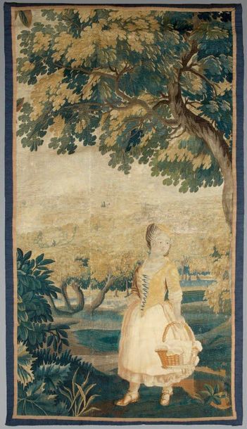 Fragment de tapisserie des Flandres à sujet...