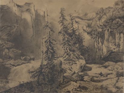 Ecole FRANCAISE du XIXe siècle : PAYSAGE...