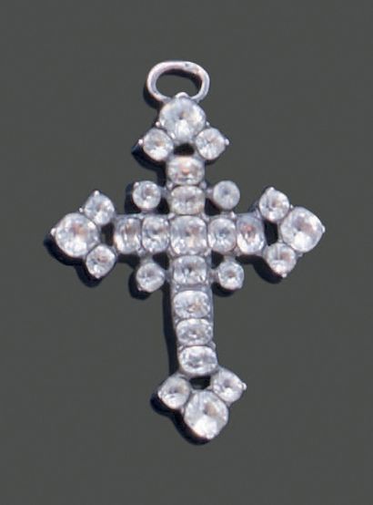 Silver cross (800) set with imitation white...