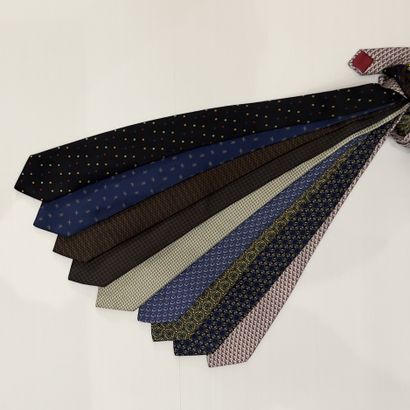 HERMES Paris. Set of nine silk ties with...
