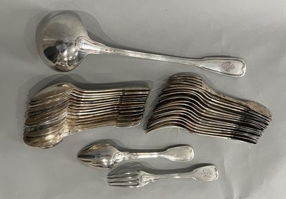 Silver (925) cutlery set, filets pattern,...