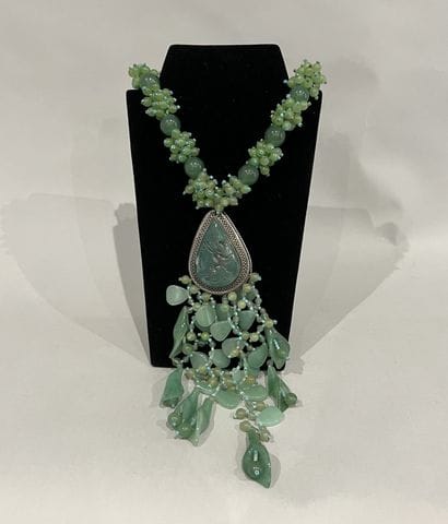 Necklace made of glass beads imitating jade,...