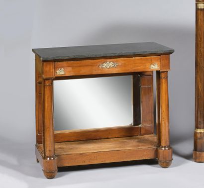 Console en bois fruitier, acajou et placage...