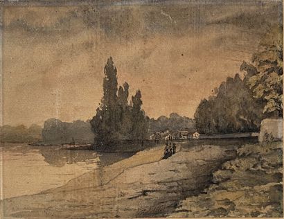 19th century FRENCH SCHOOL: - PAYSAGE AU...