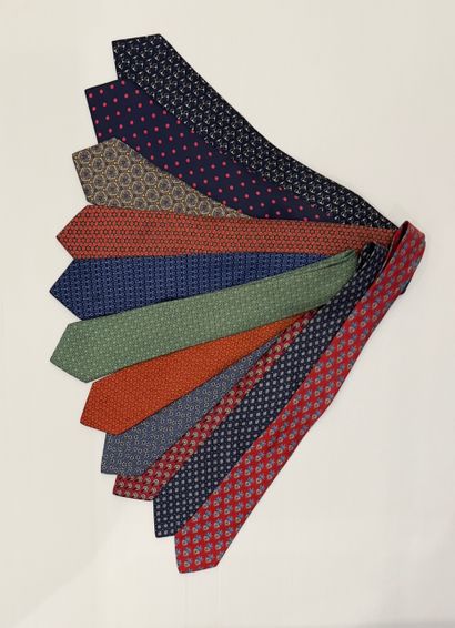 HERMES Paris. Set of eleven printed silk...