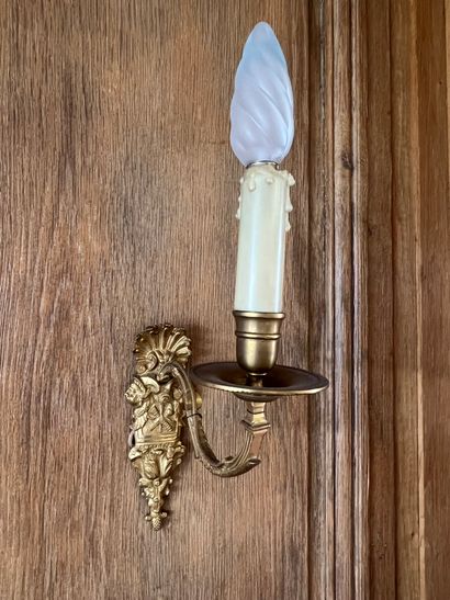 Suite of six single-light ormolu sconces...