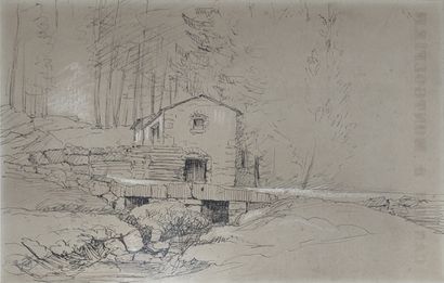 Paul BOREL (1828-1913): FOREST HOUSE BY A...