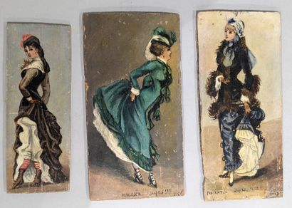 Three small oils on panel with a gallant...