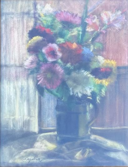 N. SAGALAINT (20th century): FLOWERS IN A...
