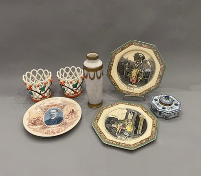 Earthenware sets: - Moustiers: cruciform...
