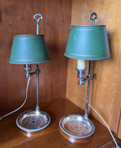 Pair of single-light silver-plated metal...