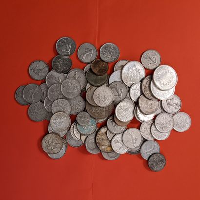 Set of silver coins including Francs. Weight:...