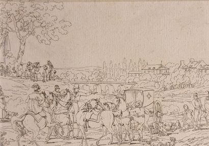 Lot : petit dessin figurant une étude de...