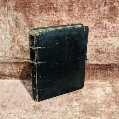 Album photo ancien, reliure en box chocolat,...