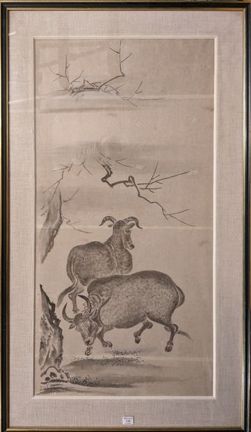 JAPON - Epoque EDO (1603/1868). Encre polychromie...