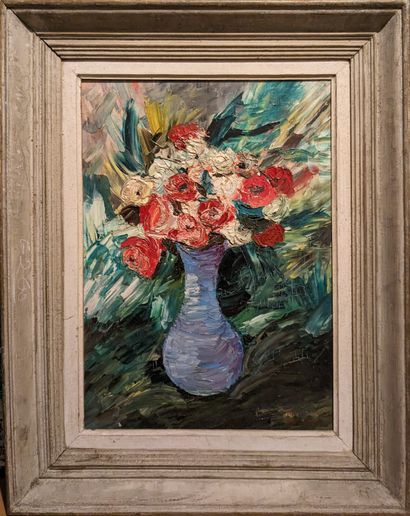 Ecole FRANCAISE du XXe siècle : FLEURS DANS...