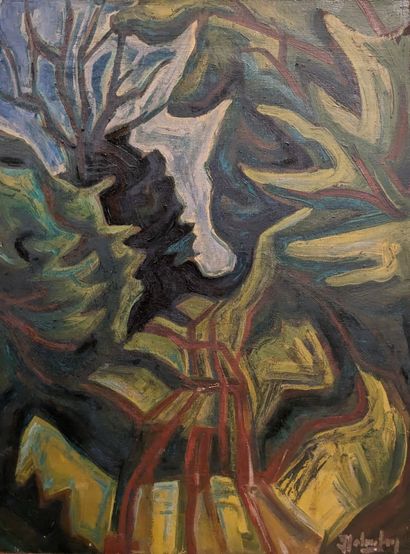 Ecole MODERNE : SANS-TITRE. Huile sur toile,...