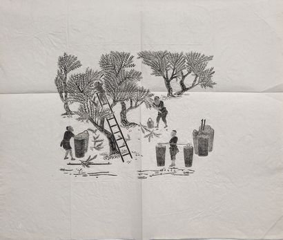 Thaïlande, XXe siècle. Cinq estampes sur...