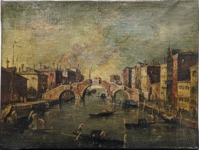 Procédé sur toile représentant un canal à...