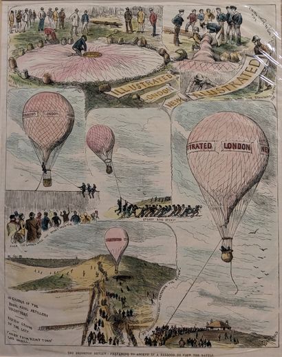 Flotteur de ballon. Dessin technique aquarellé,...