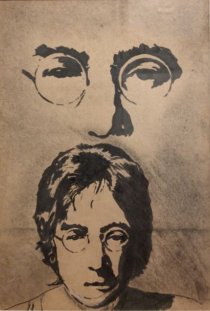 Ecole CONTEMPORAINE. Portrait de John Lennon....