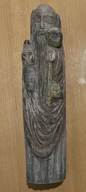 Statue en bois naturel représentant Saint...