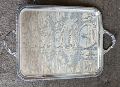 Grand plateau de service rectangulaire en...