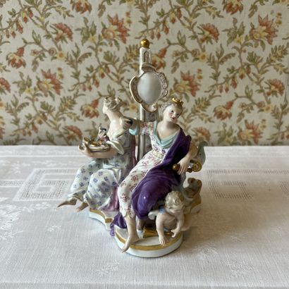 Saxony polychrome porcelain group representing...